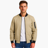 Men's Bomber Jacket with Ribbed Hem and Arm Pocket