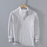 The Woodhall Men’s Premium Knit Cable Pattern Quarter Zip Sweater