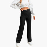 High Waist Palazzo Pants for Women with Button Placket – Stylish & Comfortable