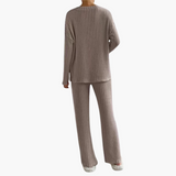 Women's Lounge Set with V-Neck and Ribbed Surface