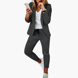 Women’s Lounge Set with Blazer and Drawstring Joggers