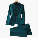 Women's Blazer Set with One Button and Straight Pants