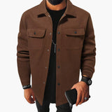 Men's shirt with button placket, chest pockets, and long sleeves