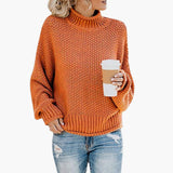 Women's sweater with high neckline and ribbed hem