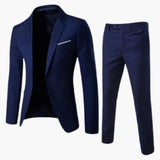 Men's Summer Suit Two-Piece with Lapel and Flat Front Trousers