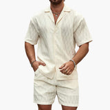 Men's Two-Piece Set Made of Lightweight Fabric with Shirt and Shorts