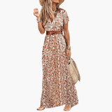 Paisley Summer Maxi Dress with Belt for Women