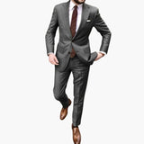 Men's Two-Piece Suit with Notch Lapel and Slim Fit Pants