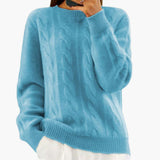 Women’s Pullover with Round Neck and Cable Pattern