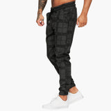 Men's pants with elastic waistband and checkered surface