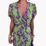 Women's Floral Wrap Dress – Summer Dress with V-Neck