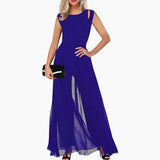 Elegant Women's Evening Dress with Slit – Black Maxi Dress