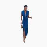 Elegant Pleated Dress - Women's Maxi Dress for Festive Occasions