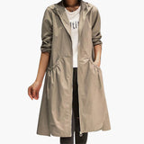 Women’s Hooded Trench Coat with Zipper