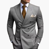 Men's Two-Piece Suit with Double-Breasted Jacket and Slim Fit Pants