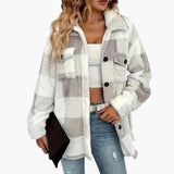 Women's Jacket with Check Pattern and Button Closure