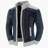 Men's Zip-Up Cardigan with Ribbed Cuffs