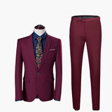 Men's Two-Piece Suit with Blazer and Flat Front Trousers