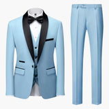 Men's Three-Piece Suit with Red Accents and Shawl Collar