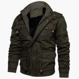 Men's Field Jacket with Adjustable Hood and Multiple Pockets