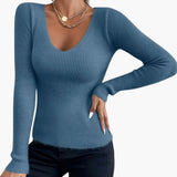 Women's Sweater with V-Neck and Long Sleeves