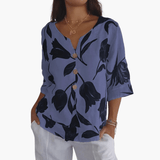 Women's Floral Print Blouse – Summer V-Neck Top