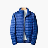 Men's Padded Jacket with Zipper and Stand-Up Collar