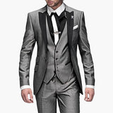 Men’s Three-Piece Suit with Lapels and Closure