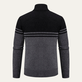 The Genova Men's Striped Thick Fleece Lined Knit Sweater Jacket