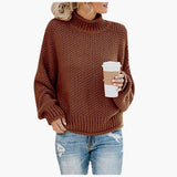 Knitted Pullover with High Collar for Women – Cozy & Stylish