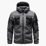 Men's Zip-Up Hooded Jacket with Multiple Pockets