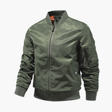 Men's Bomber Jacket with Zipper and Sleeve Pocket