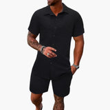Men's Two-Piece Set Made of Cotton Blend with Jacquard Structure