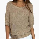 Women’s Pullover Sweater with Wide Neckline and Half Sleeves