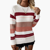 Women's pullover with round neckline and striped surface