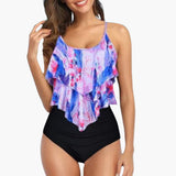 Two-Piece Women's Tankini with Ruffles and Tummy Control