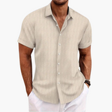 Men's Short Sleeve Striped Shirt – Button-Up for Summer