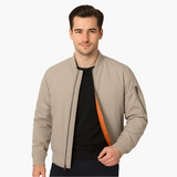 Men's Bomber Jacket with Zipper and Ribbed Cuffs