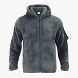 Men's Fleece Jacket with Hood and Zipper