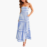 Maxi Dress for Women - Striped Summer Dress with Straps