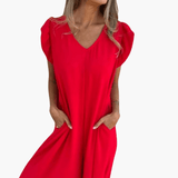 Maxi Dress with Leopard Print – V-Neck for Women