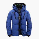 Men's Quilted Jacket with Hood and Zipper Pockets