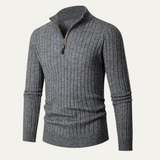 The Favignana Men's Knitted Stand Collar Ribbed Half Zip Sweater