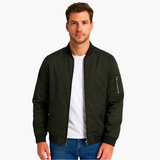 Men's Bomber Jacket with Ribbed Hem and Arm Pocket