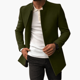 Men's Coat with Stand-Up Collar and Front Pockets