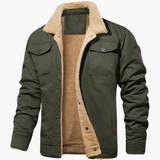 Men's Bomber Jacket with Zipper and Faux Fur Lining