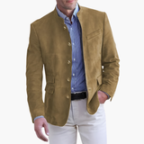 Men's Jacket with Button Closure and Textured Surface