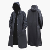 Men's Raincoat with Hood and Full Button Closure