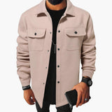 Men's shirt with button placket, chest pockets, and long sleeves