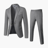 Men's Summer Suit Two-Piece with Lapel and Flat Front Trousers